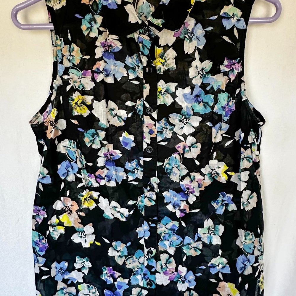 Coldwater Creek Multi Color Floral Sleeveless Blouse